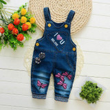 baby pants denim infant overalls 2017 autumn little children bib pants kids boys girls trousers for toddler cartoon longs jeans