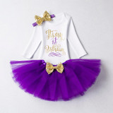 Baby One Year Birthday Dress Full Romper Headband Roupa Infantil Bebes 1st Birthday Outfit Toddler Girl Party Clothing Dress
