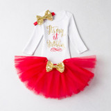 Baby One Year Birthday Dress Full Romper Headband Roupa Infantil Bebes 1st Birthday Outfit Toddler Girl Party Clothing Dress