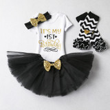 Baby One Year Birthday Dress Full Romper Headband Roupa Infantil Bebes 1st Birthday Outfit Toddler Girl Party Clothing Dress