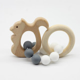 Baby Nursing Bracelets Wooden Teether Crochet Chew Beads Teething Wood Rattles Toys Teether Montessori Bracelets