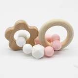 Baby Nursing Bracelets Wooden Teether Crochet Chew Beads Teething Wood Rattles Toys Teether Montessori Bracelets