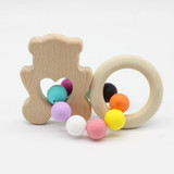 Baby Nursing Bracelets Wooden Teether Crochet Chew Beads Teething Wood Rattles Toys Teether Montessori Bracelets