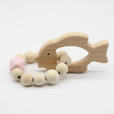 Baby Nursing Bracelets Wooden Teether Crochet Chew Beads Teething Wood Rattles Toys Teether Montessori Bracelets