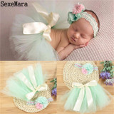 Baby Newborn Photography Props Girl Skirt Bowknot Baby Tutu Skirt Tulle Baby Photo Props Flower Headband Cap Fotografia Crochet