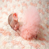 Baby Newborn Photography Props Girl Skirt Bowknot Baby Tutu Skirt Tulle Baby Photo Props Flower Headband Cap Fotografia Crochet