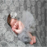 Baby Newborn Photography Props Girl Skirt Bowknot Baby Tutu Skirt Tulle Baby Photo Props Flower Headband Cap Fotografia Crochet