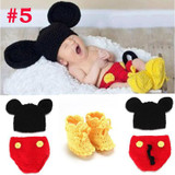Baby Newborn Photography Props Costume Toddler Animal Beanie with Diaper Cover Cocoon Handmade Knitted Hat 0-12M SG041