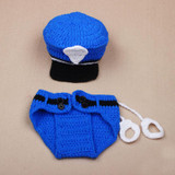 Baby Newborn Photography Props Costume Hand Crochet Knit Infant Beanie Hat with Cape Animal Design Wing Batman Policeman SG040