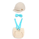 Baby Newborn Photography Props Costume Hand Crochet Knit Infant Beanie Hat with Cape Animal Design Wing Batman Policeman SG040