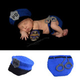 Baby Newborn Photography Props Costume Hand Crochet Knit Infant Beanie Hat with Cape Animal Design Wing Batman Policeman SG040