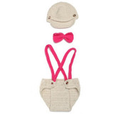 Baby Newborn Photography Props Costume Hand Crochet Knit Infant Beanie Hat with Cape Animal Design Wing Batman Policeman SG040