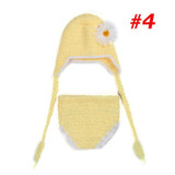 Baby Newborn Photography Props Costume Hand Crochet Knit Infant Beanie Hat with Cape Animal Design Wing Batman Policeman SG040
