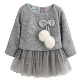Baby Long Sleeve Dress Baby Girls Dresses Winter Gown Baby Children Knitted Dress Autumn Party Princess