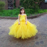 Belle Princess Tutu Dress Baby Kids Fancy Party Christmas Halloween Costumes Beauty Beast Cosplay Dress Flowers Girls Ball Gown