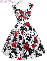 Belle Poque Women Summer Vintage 50s Dresses Audrey Hepburn Elegant Floral Vestidos Plus Size robe Sexy Pin up Rockabilly Dress