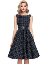 Belle Poque Women Summer Dress 2017 Rockabilly Audrey Hepburn Tunic robe Casual Clothing Vestidos 50s Vintage Plaid Dresses