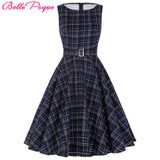 Belle Poque Women Summer Dress 2017 Rockabilly Audrey Hepburn Tunic robe Casual Clothing Vestidos 50s Vintage Plaid Dresses