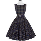 Belle Poque Women Summer Dress 2017 Rockabilly Audrey Hepburn Tunic robe Casual Clothing Vestidos 50s Vintage Plaid Dresses