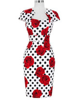 Belle Poque Women Plus Size Dresses Rockabilly Clothing Floral Summer Casual Party Office Sexy Pencil 50s Vintage Bodycon Dress