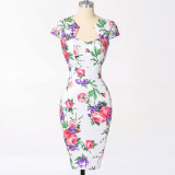 Belle Poque Women Plus Size Dresses Rockabilly Clothing Floral Summer Casual Party Office Sexy Pencil 50s Vintage Bodycon Dress