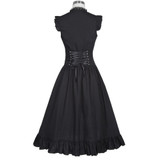 Belle Poque Women Sleeveless V-Neck Lace-up Corset Ruffle Dress 2017 Retro Vintage Steampunk Black Punk Gothic Victorian Dress