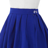 Belle Poque Women jupe 2017 Summer Cotton High Waist Womens Office Vintage Pleated Midi Skirts Black Red Skater Short Mini Skirt