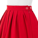 Belle Poque Women jupe 2017 Summer Cotton High Waist Womens Office Vintage Pleated Midi Skirts Black Red Skater Short Mini Skirt