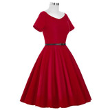 Belle Poque Women Dress 2017 Retro Vintage Short Sleeve Black Red Summer Dress Tunic 1950s 60s Rockabilly Swing Party Dresses