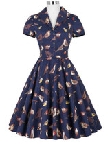 Belle Poque Women Big Swing Dress 2018 Casual Retro Robe Vintage 50s 60s Bird Print Summer Dresses Womens Clothing Elegant Tunic