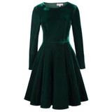 Belle Poque Winter Velvet Dress 2018 Big Swing Long Sleeve Green Tunic Elegant Women Clothing Casual Retro Vintage Party Dresses