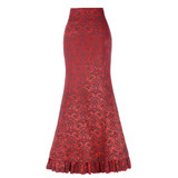 Belle Poque Vintage Skirts Womens 2017 Retro Gothic Saia Jacquard Sexy Fishtail Slim OL Corset Style Lace Up Women Long Skirt