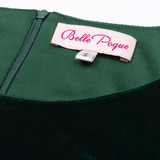 Belle Poque Winter Velvet Dress 2017 Big Swing Long Sleeve Green Tunic Elegant Women Clothing Casual Retro Vintage Party Dresses
