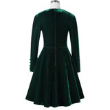 Belle Poque Winter Velvet Dress 2017 Big Swing Long Sleeve Green Tunic Elegant Women Clothing Casual Retro Vintage Party Dresses