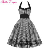Belle Poque Summer Dress Plus Size Women Clothing 2017 Retro Swing Gown Pin up Plaid Robe Vintage 60s 50s Rockabilly Dresses