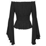 Belle Poque Sexy Off Shoulder Womens Tops Retro Vintage Renaissance Gothic Blouse femme Women Victorian Long Bell Sleeves Shirts