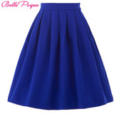 Belle Poque Sexy Mini Skirts Womens faldas saia 2017 Summer Vintage High Waist Skirt Flared Ladies Black Red Short Pleated Skirt