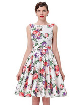 Belle Poque Print Floral 50s 60s Vintage Dresses Audrey Hepburn 2017 New style Summer Retro Dress Vestidos robe Womens Clothing