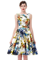 Belle Poque Print Floral 50s 60s Vintage Dresses Audrey Hepburn 2017 New style Summer Retro Dress Vestidos robe Womens Clothing