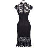 Belle Poque Ladies Summer robe Vintage Bodycon Black Lace Gothic Dress 2017 Women Retro Ruffle Sexy Mermaid Cocktail Party Dress