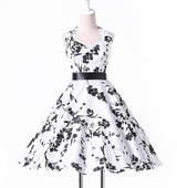 Belle Poque Audrey Hepburn Style Vintage Dresses Summer Plus Size Casual Party Robe Rockabilly Floral 50s Big Swing Retro Dress