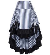 Belle Poque 2017 Summer Autumn Women Victorian Gothic Steampunk Skirt Sexy Striped Irregular Ruffles Vintage Party Punk Skirts