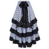 Belle Poque 2017 Summer Autumn Women Victorian Gothic Steampunk Skirt Sexy Striped Irregular Ruffles Vintage Party Punk Skirts