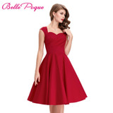 Belle Poque 2017 Red Green Women Rockabilly Dresses Cotton Sleeveless Summer Vintage 50s Style Vestidos Casual Party Tea Dresses