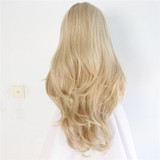 BeautyTown Heat Resistant Hair Black Root Ombre Blonde Two Tone Color Natural Wave Daily Synthetic Lace Front Wig For Gift