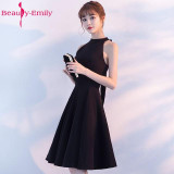 Beauty-Emily Black Short Prom Dresses 2018 A-Line Prom Dress Gown Formal Homecoming Dresses Party Gowns Vestido De Festa Curto