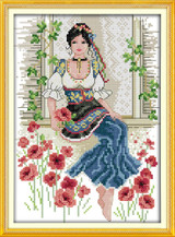 Beauty flowers poppy window painting counted printed on canvas DMC 11CT 14CT kits chinese Cross Stitch embroidery needlework Set