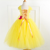 Beauty Beast Belle Princess Tutu Dress Kids Fancy Girl Party Dress Yellow Christmas Halloween Cosplay Dress Tulle Girl Costumes