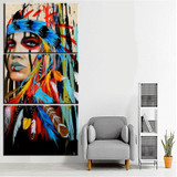 Beauty art Painting Native American Indian Girl Feathered Modern Home Wall Art Decor Canvas Print dropship and custom