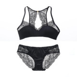 Beauty back pack Intimates wireless brassiere and transparent panties summer ultrathin bra sets lace sexy women underwear set